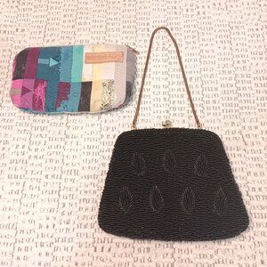 Vintage beaded kiss lock frame evening bag & Better Life Bags fabric case pouch